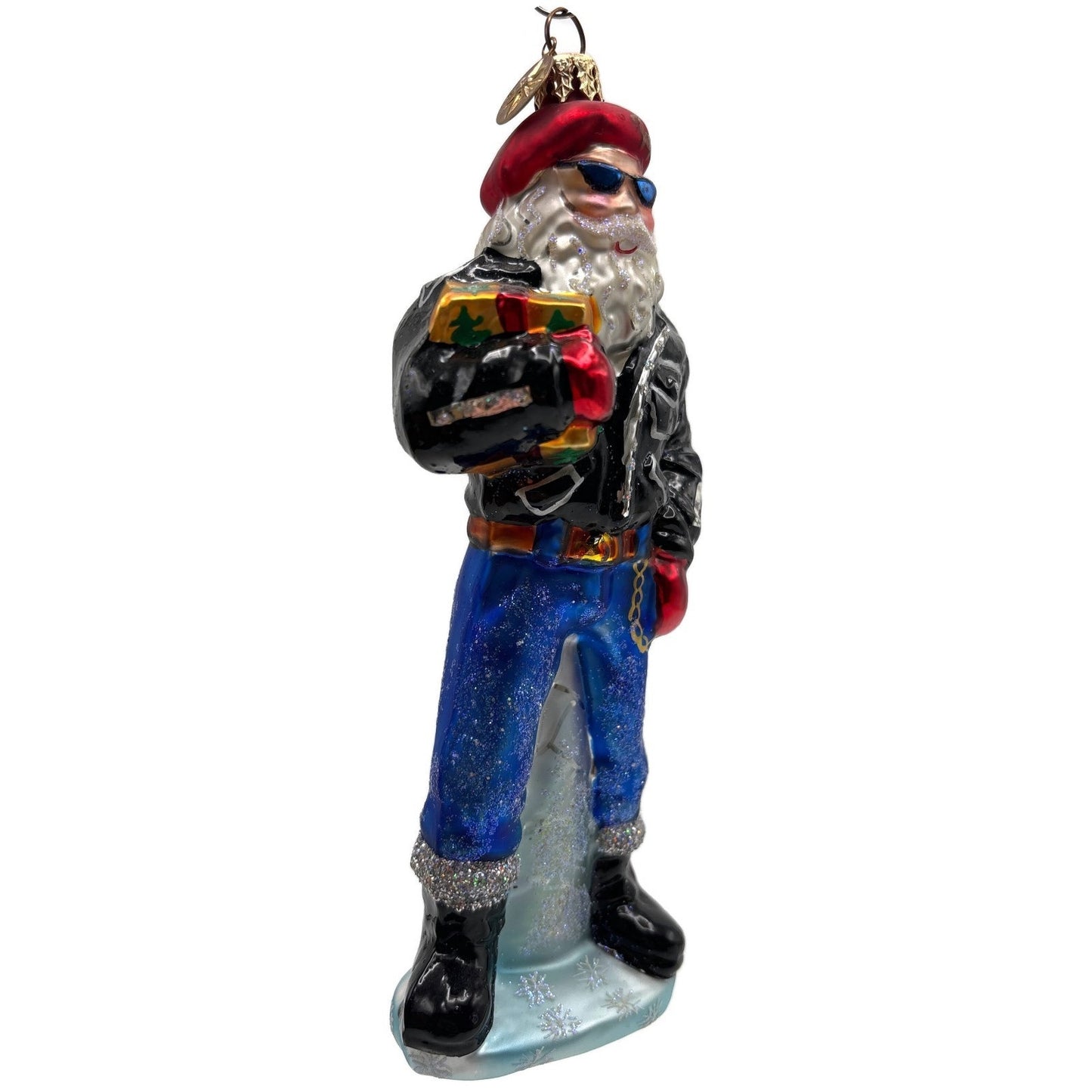 Christopher Radko Santa Dude Leather Jacket Christmas Tree Ornament 01-0227-0