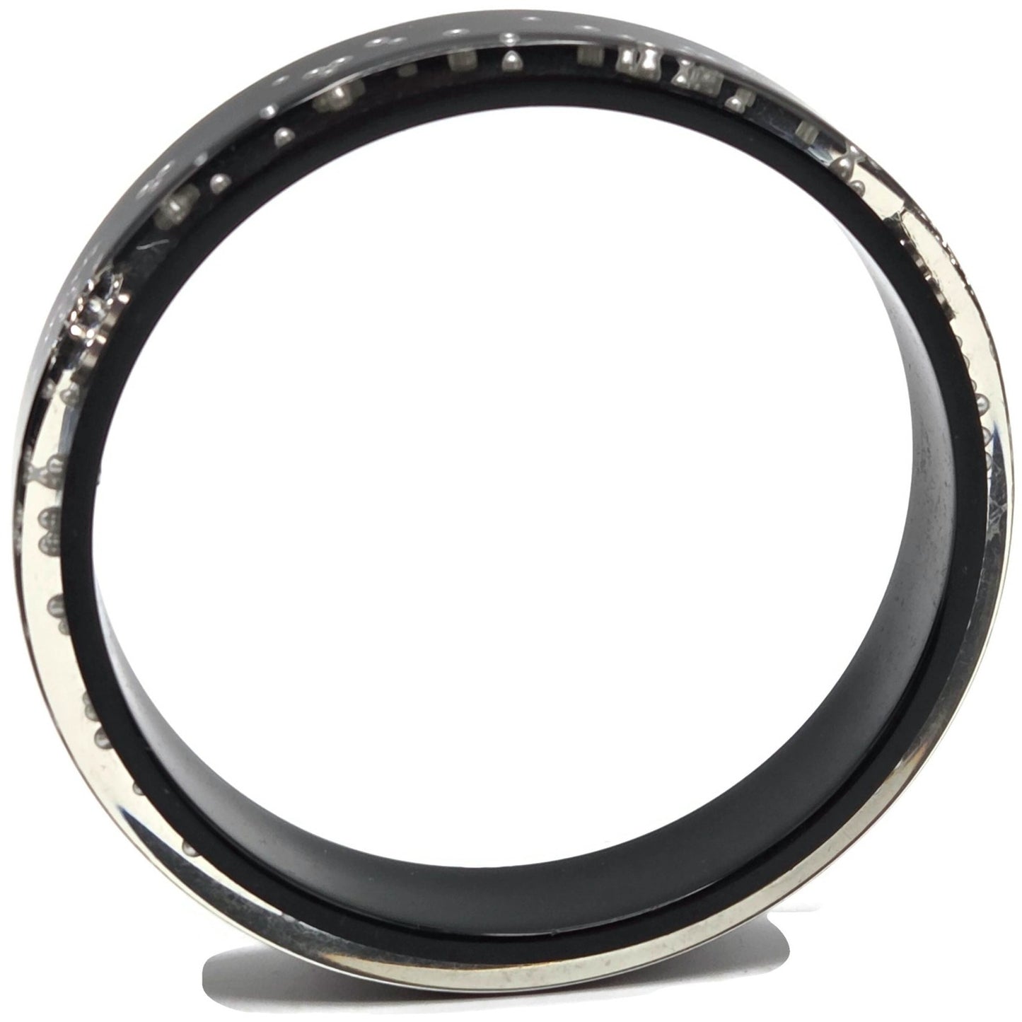 Chanel Black Resin Faux Pearl Crystal CC Logo Details Bangle Bracelet Jewelry