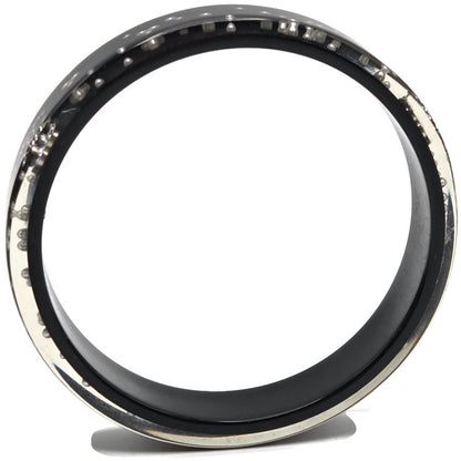 Chanel Black Resin Faux Pearl Crystal CC Logo Details Bangle Bracelet Jewelry