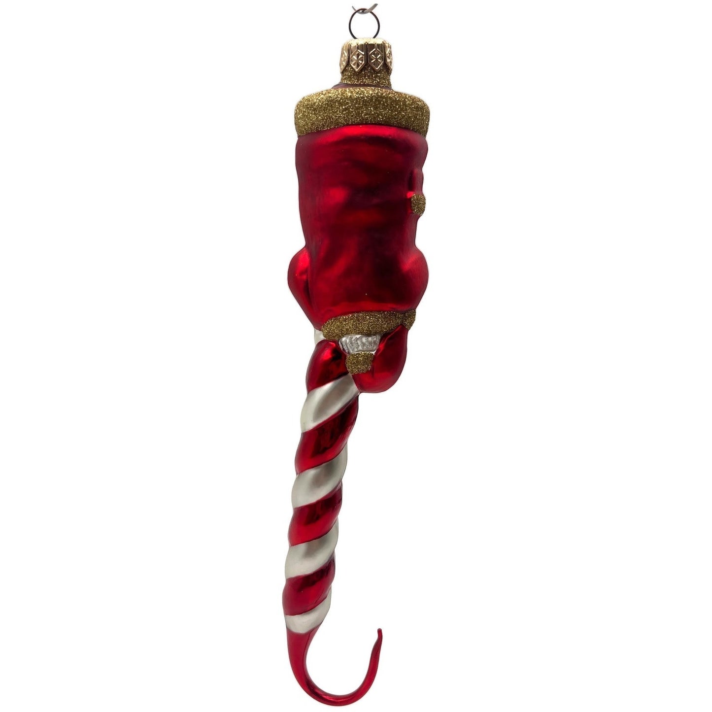 Patricia Breen Peppermint Santa Red White Matte Candy Cane Christmas Ornament