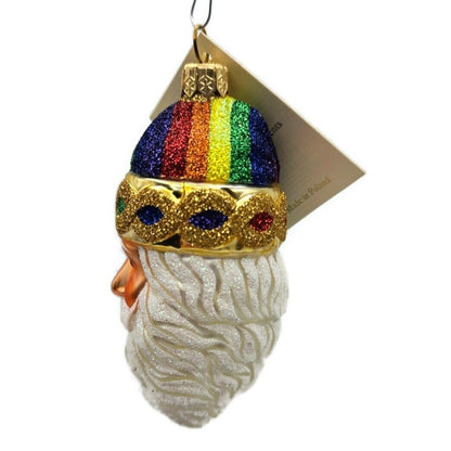 Patricia Breen Sparkle Plenty Rainbow Santa Claus Head Christmas Tree Ornament