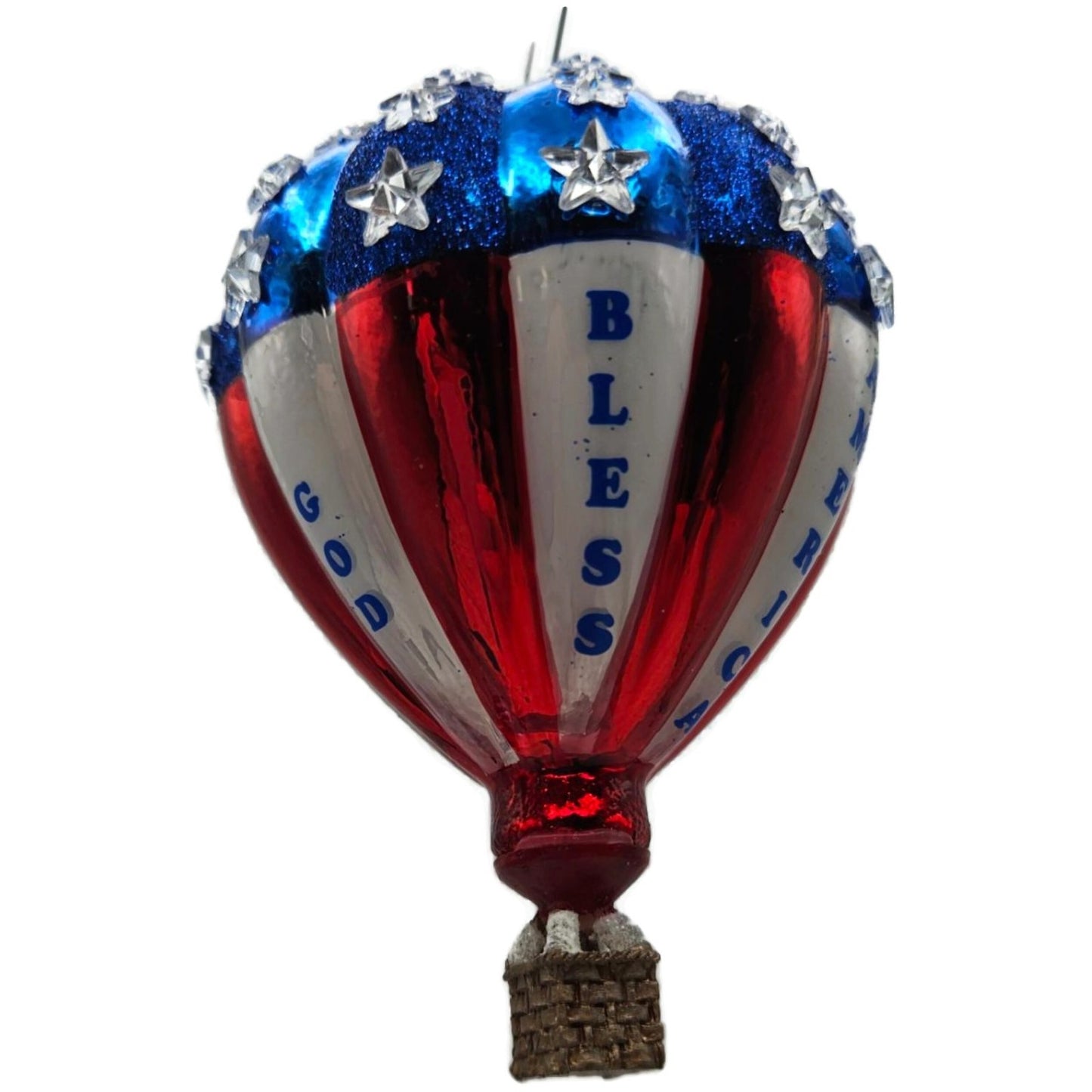 Patriotic Hot Air Balloon God Bless America Christmas Tree Ornament Kurt Adler