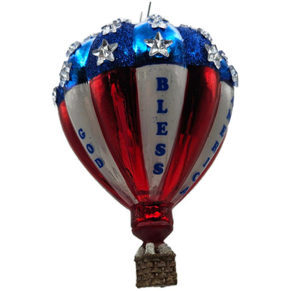 Patriotic Hot Air Balloon God Bless America Christmas Tree Ornament Kurt Adler