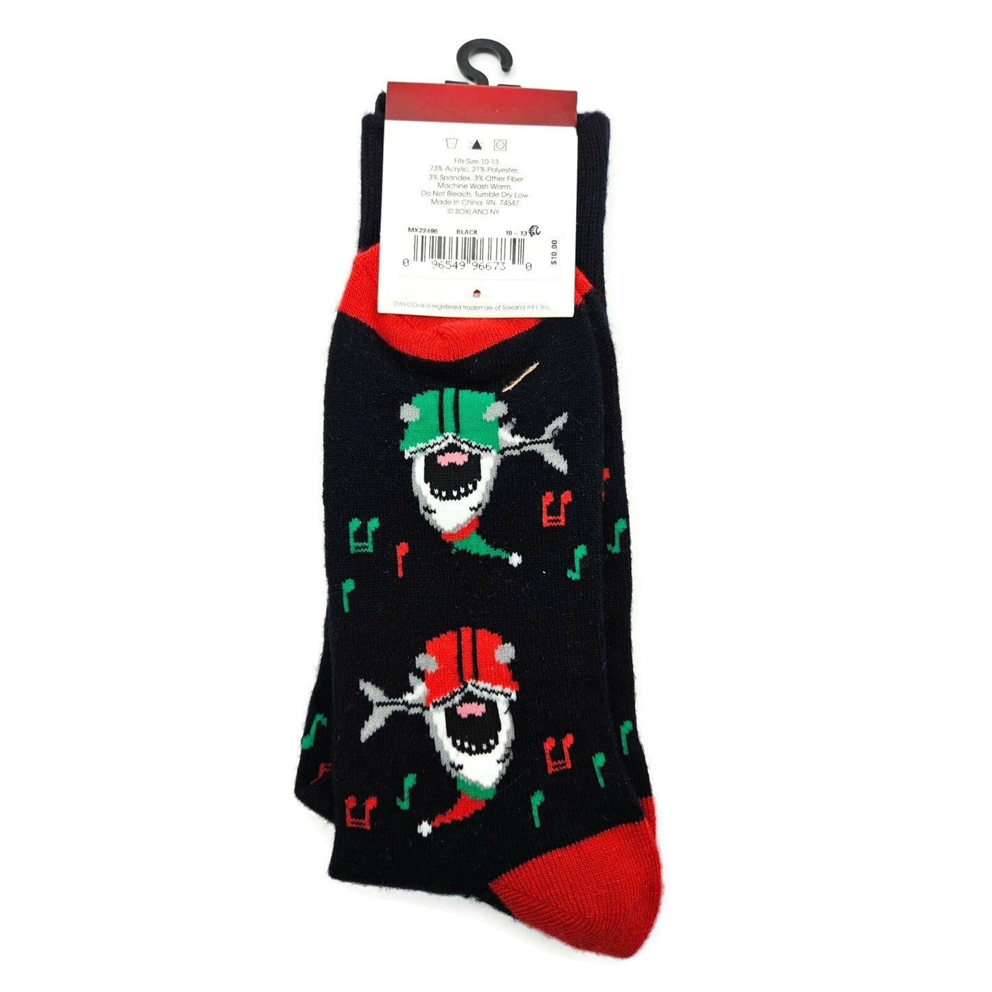 Davco Black Christmas Socks Great White Shark Book Holiday Stocking Stuffers