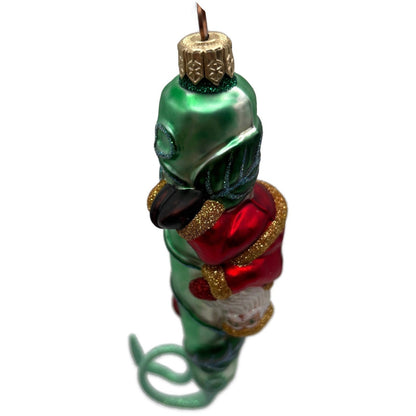 Patricia Breen Santa and the Beanstalk Red Green Matte Christmas Tree Ornament