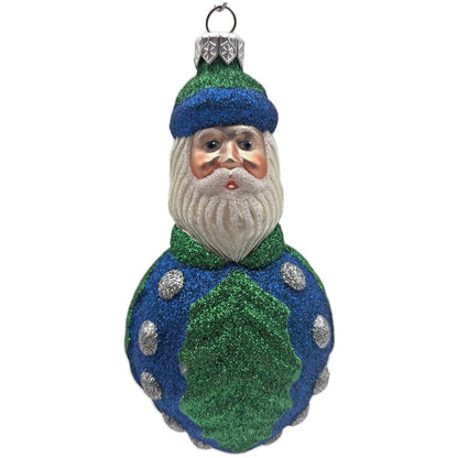 Patricia Breen Hollyberry Santa Claus Blue Green Silver Christmas Tree Ornament