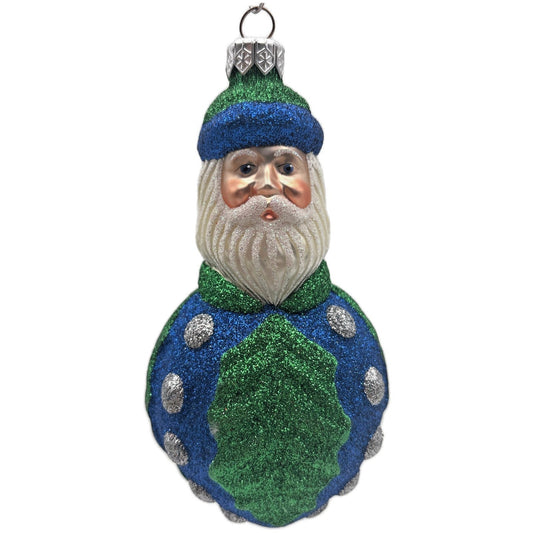 Patricia Breen Hollyberry Santa Claus Blue Green Silver Christmas Tree Ornament