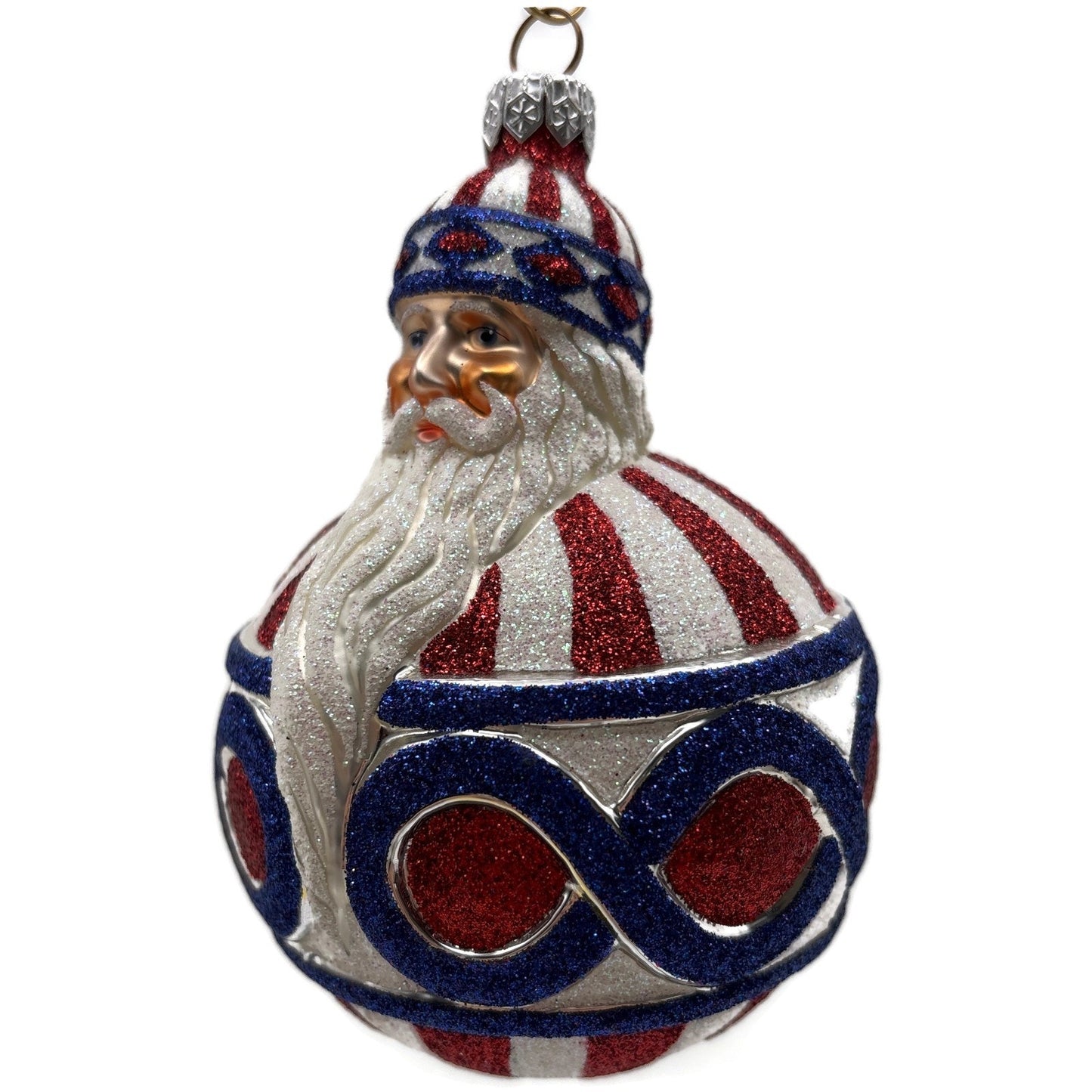 Patricia Breen Hollstrom Santa Patriotic Striped Christmas Tree Ornament NM