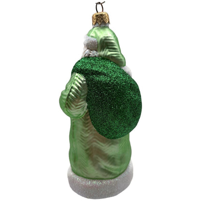 Patricia Breen Santa of the Mead Green White Trim Black Staff Christmas Ornament