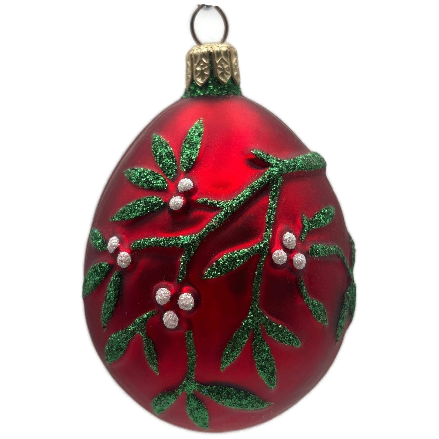 Patricia Breen Mistletoe Egg Shiny Red Green Heart Christmas Tree Ornament