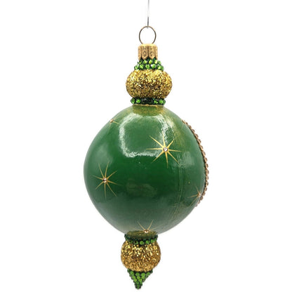 Patricia Breen Le Fleuron Pine Chameleon Green Gold Stars Christmas Ornament