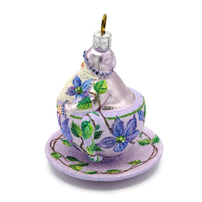 Patricia Breen Tea for Two Clematis Spring Holiday Tree Ornament Tea Party CATZ