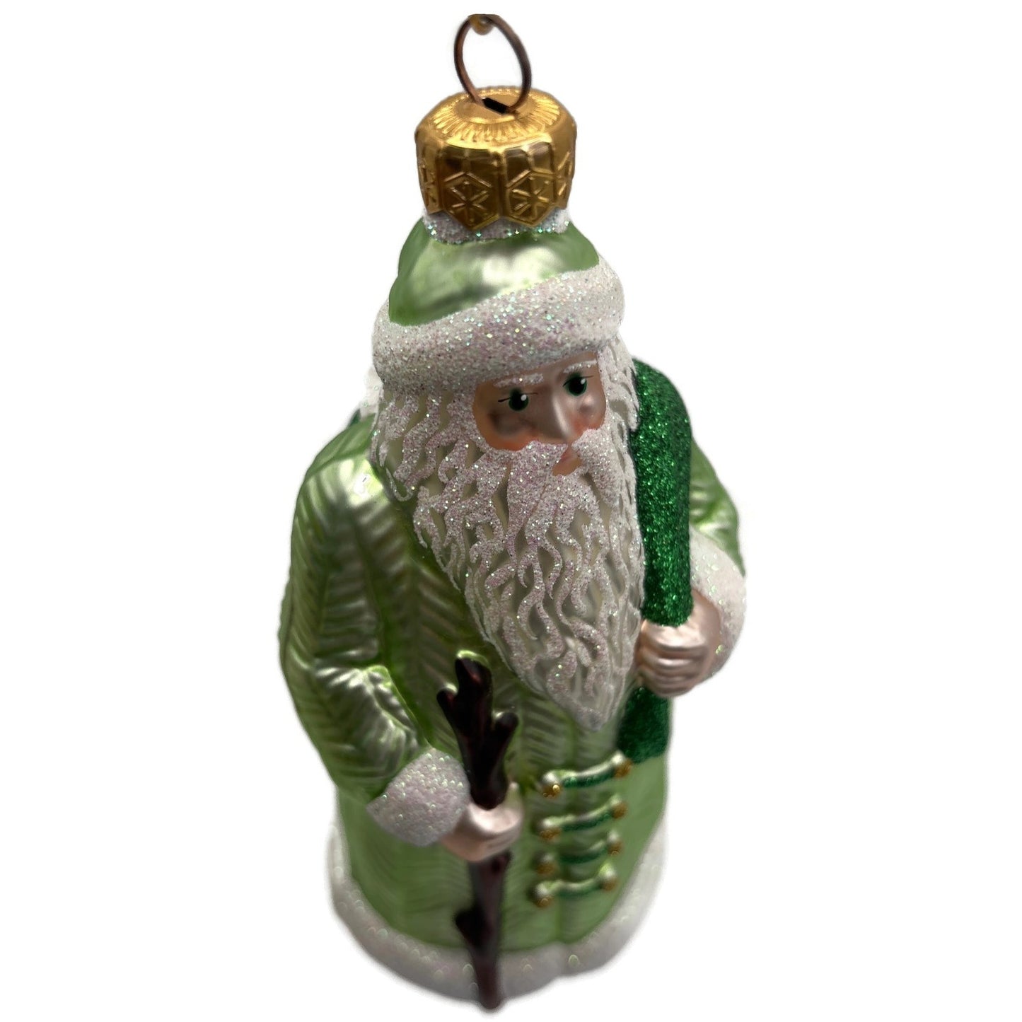 Patricia Breen Santa of the Mead Green White Trim Christmas Tree Ornament