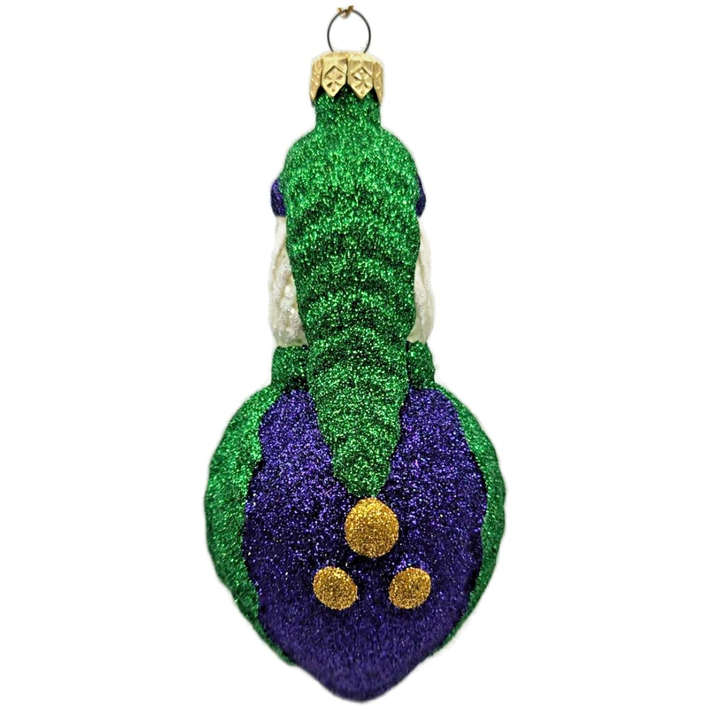 Patricia Breen Hollyberry Santa Purple Green Glass Christmas Ornament CATZ 9722