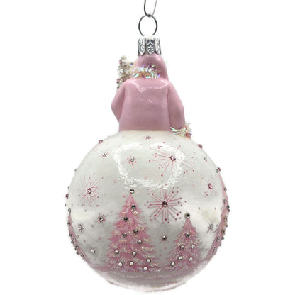 Patricia Breen Glorious Pink Reflector White Snowflakes Christmas Ornament CATZ