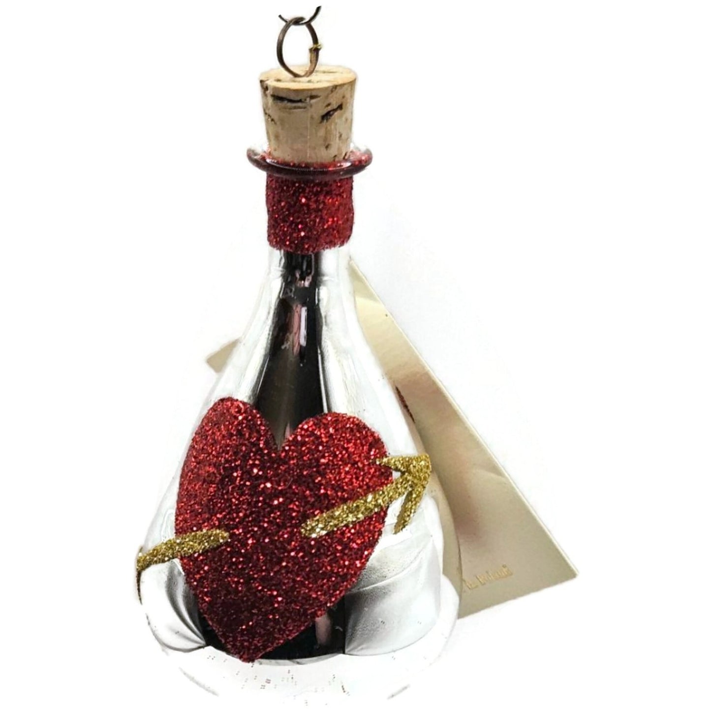 Patricia Breen Love Elixir Glittered Heart Bottle Valentines Christmas Ornament
