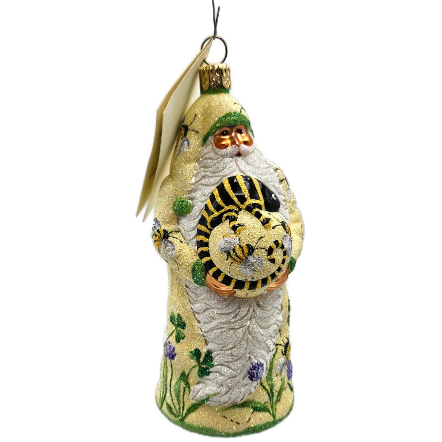 Patricia Breen Santa With Chameleon Colourful Bees Clover Honey Spring Ornament