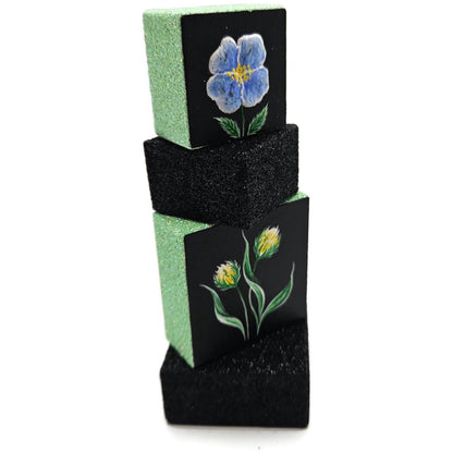 Patricia Breen Presenting Black Floral Blocks Free Standing Christmas Ornament