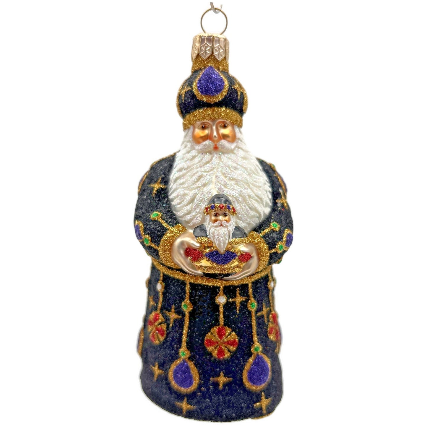Patricia Breen Bedecked Bejeweled Santa Black Purple Christmas Ornament 2200NM