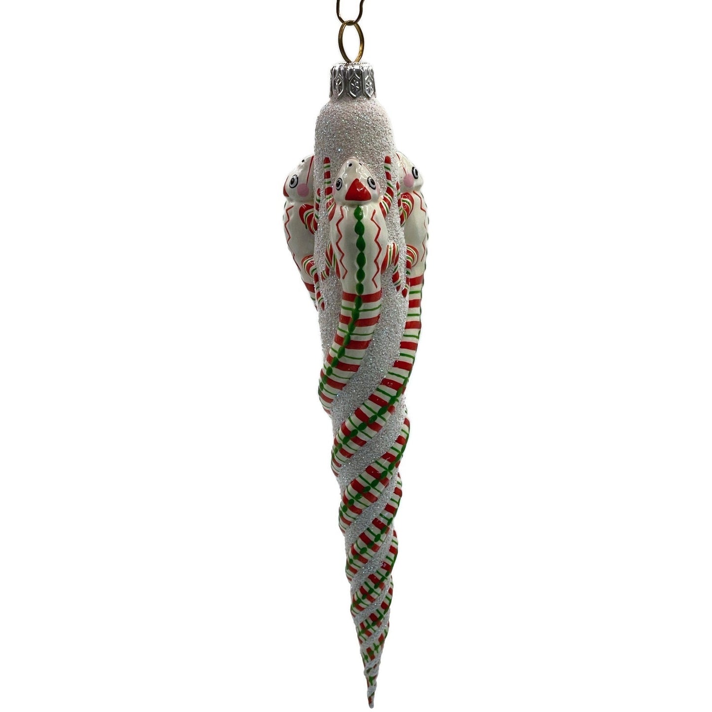 Patricia Breen Ornament Chameleon Icicle Red White Green Stripes Christmas Tree