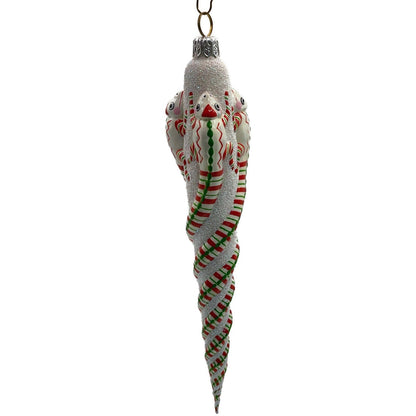 Patricia Breen Ornament Chameleon Icicle Red White Green Stripes Christmas Tree