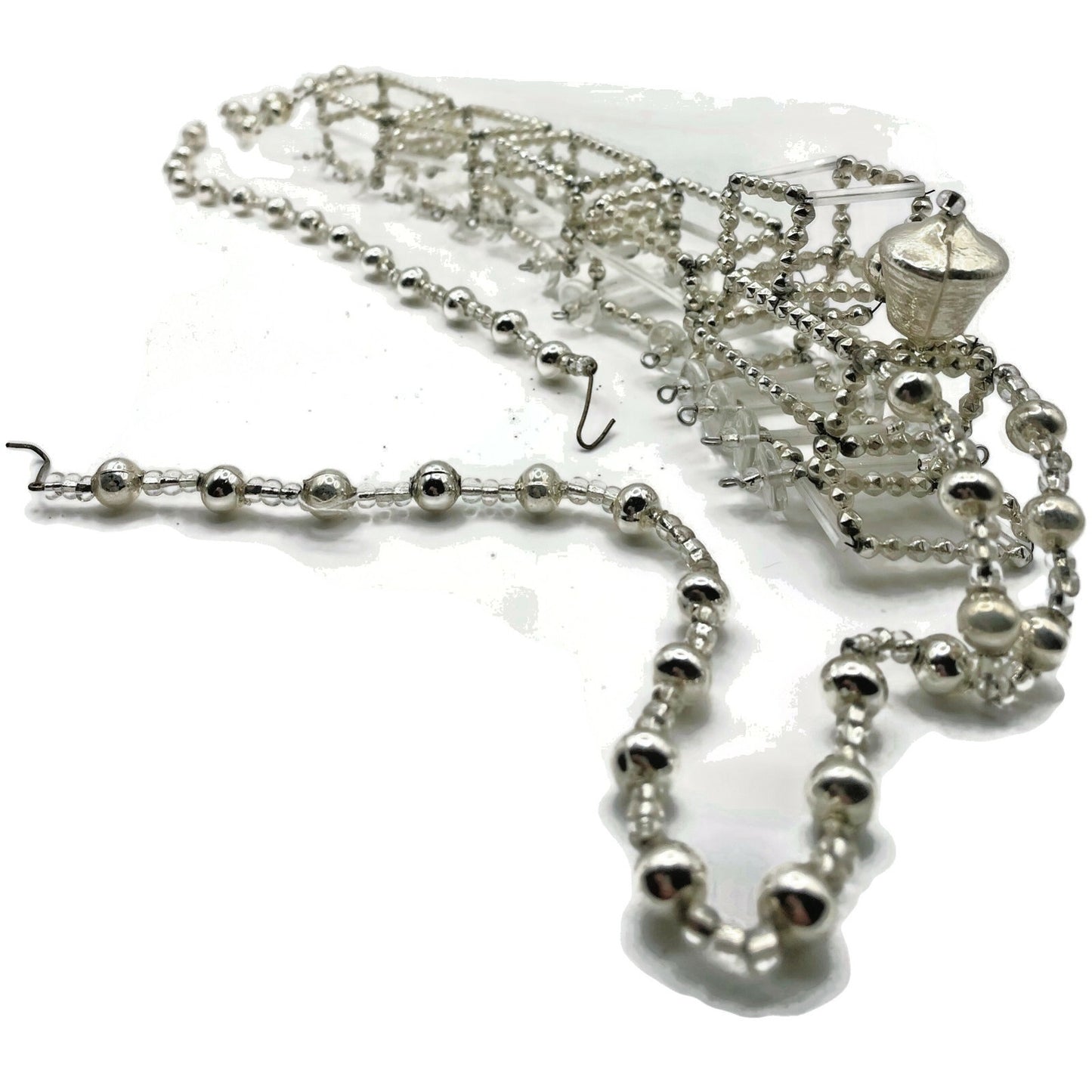 Christopher Radko Locomotive Garland Silver Train Czech Beaded Christmas 92-216