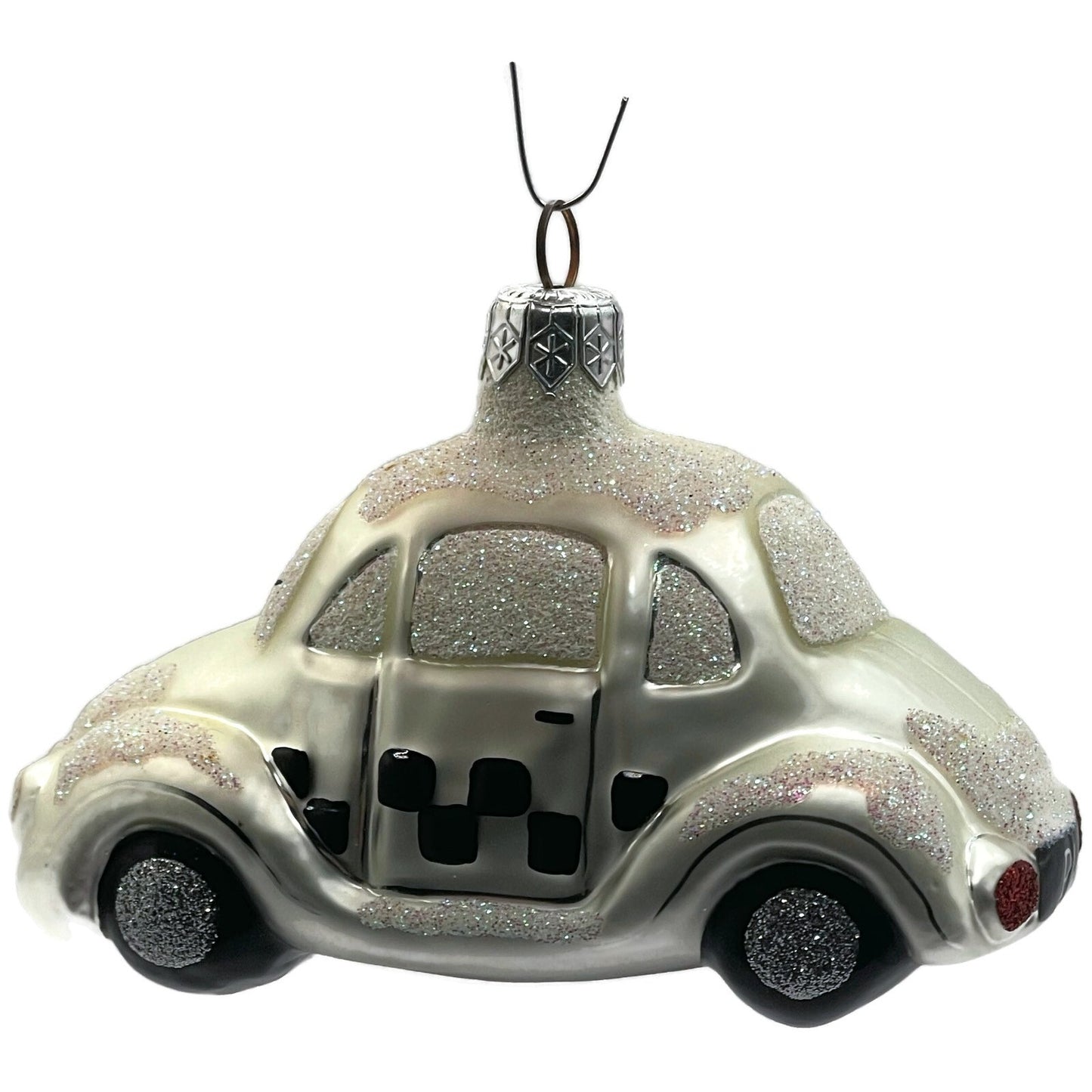 Patricia Breen Little Yellow Taxi Pearl Car Extra Glitter Christmas Ornament