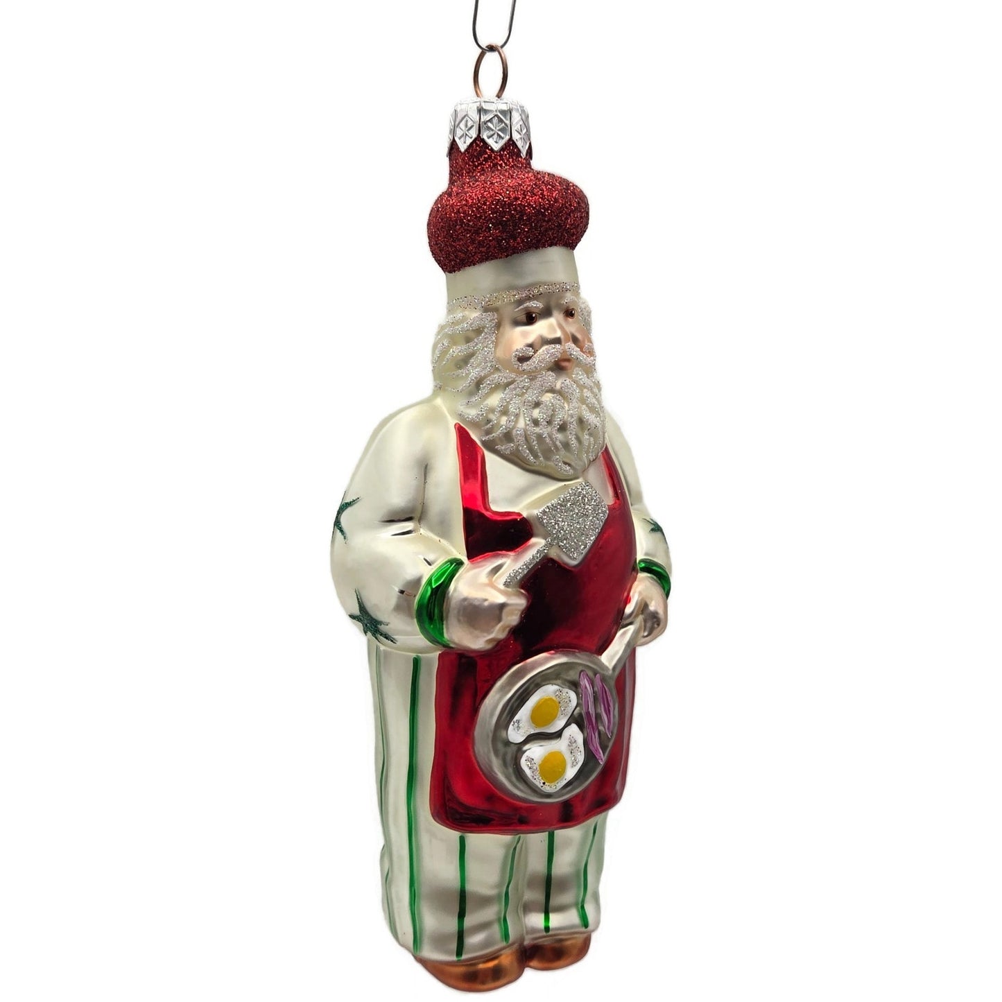 Patricia Breen Sunnyside Up Santa Red Apron Hat Striped Stars Christmas Ornament