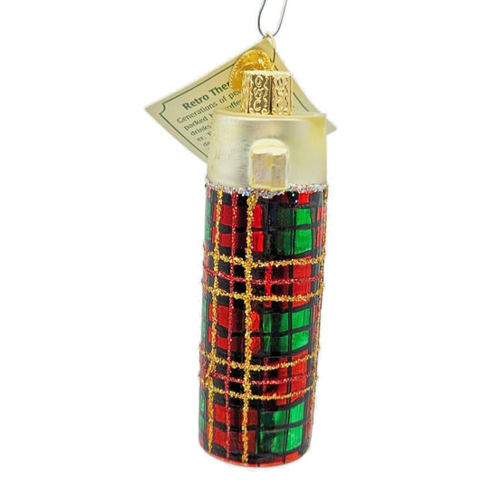 Old World Christmas Retro Thermos Plaid Christmas Holiday Tree Ornament OWC