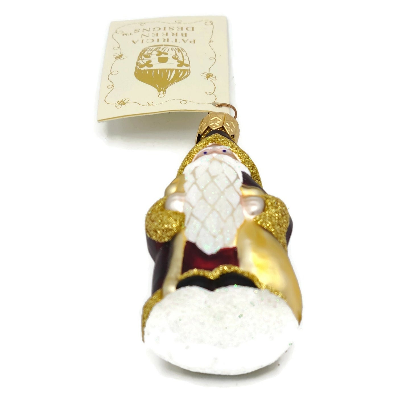 Patricia Breen Miniature Woodland Santa Bordeaux Gold Christmas Holiday Ornament