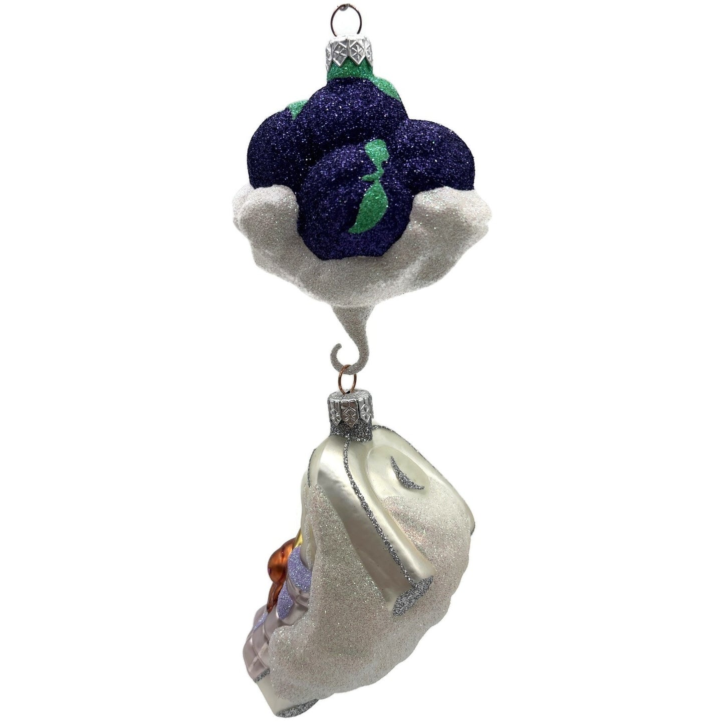Patricia Breen Visions Of Sugar Plums Purple Glittered Moon Christmas Ornament