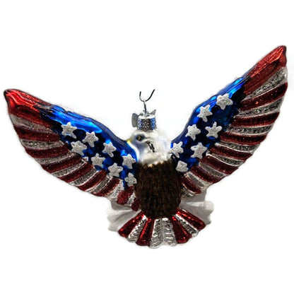 Patriotic Eagle God Bless America Christmas Tree Ornament Kurt Adler Noble Gems