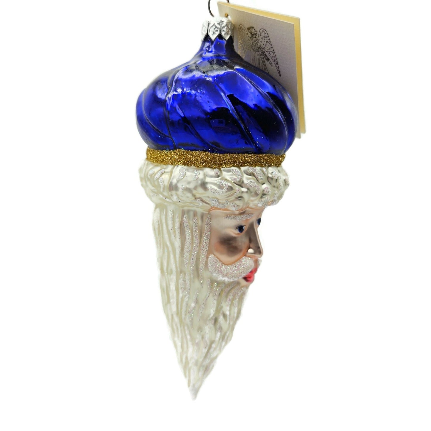 Patricia Breen Minsk Santa Claus Blue Shiny Gold Band Christmas Ornament 9635