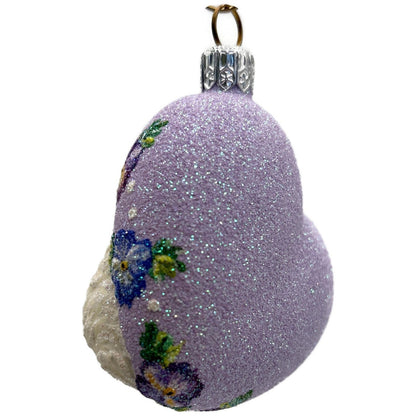 Patricia Breen Never Forget Pansies Lavender Heart Santa Christmas Ornament