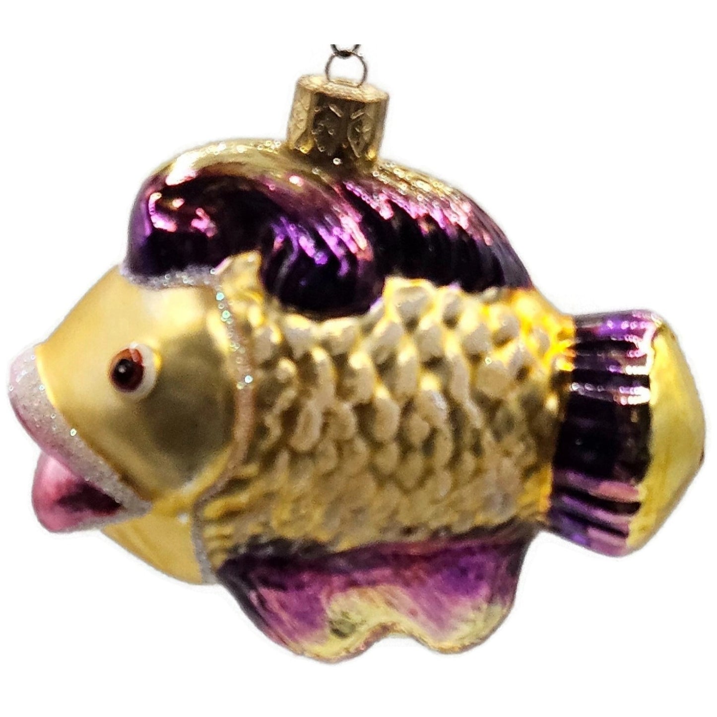 Katherines Creations Gold Fish Pink Lips Glitter Nautical Christmas Ornament