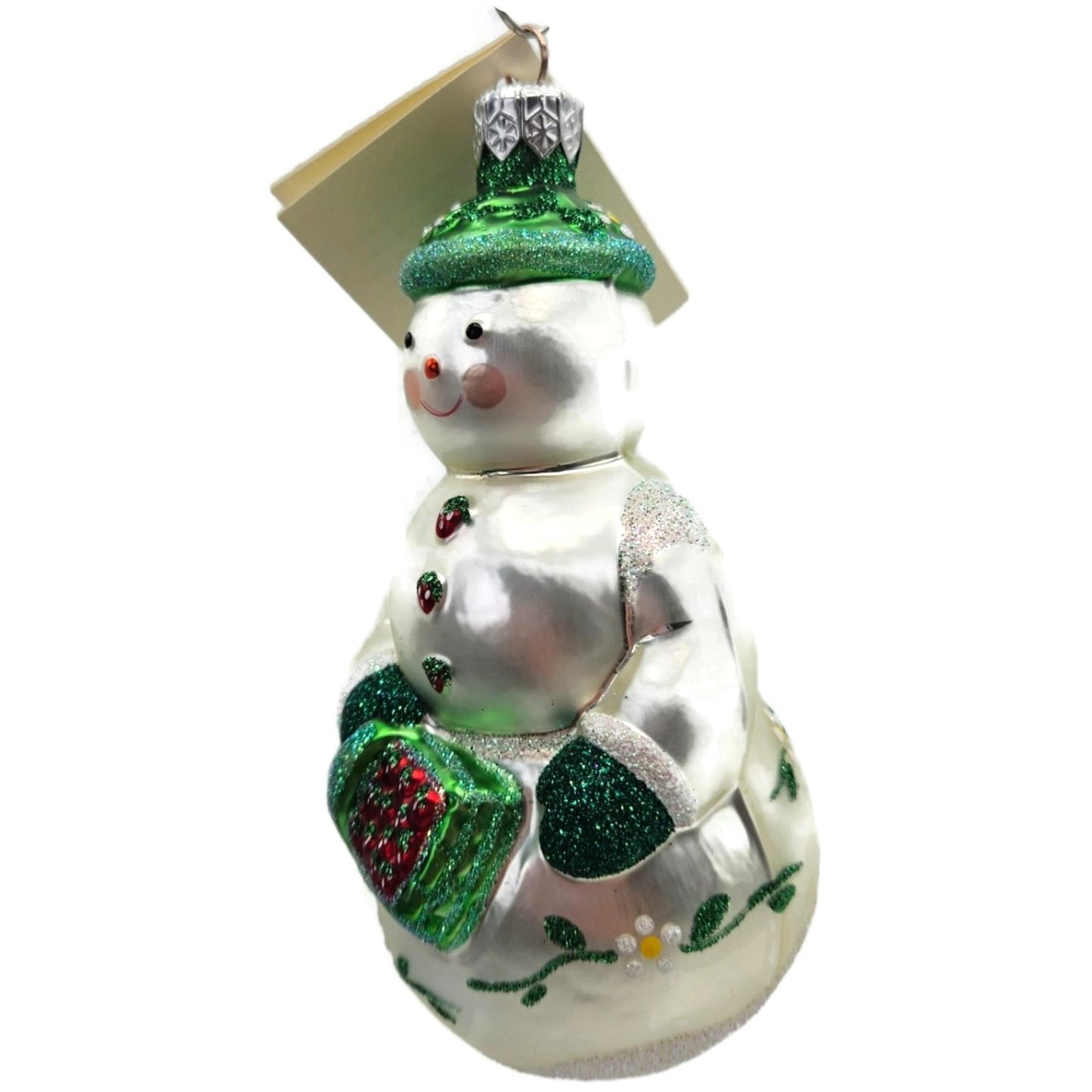 Patricia Breen Strawberry Snowman Flowers Fruit White Christmas Tree Ornament NM