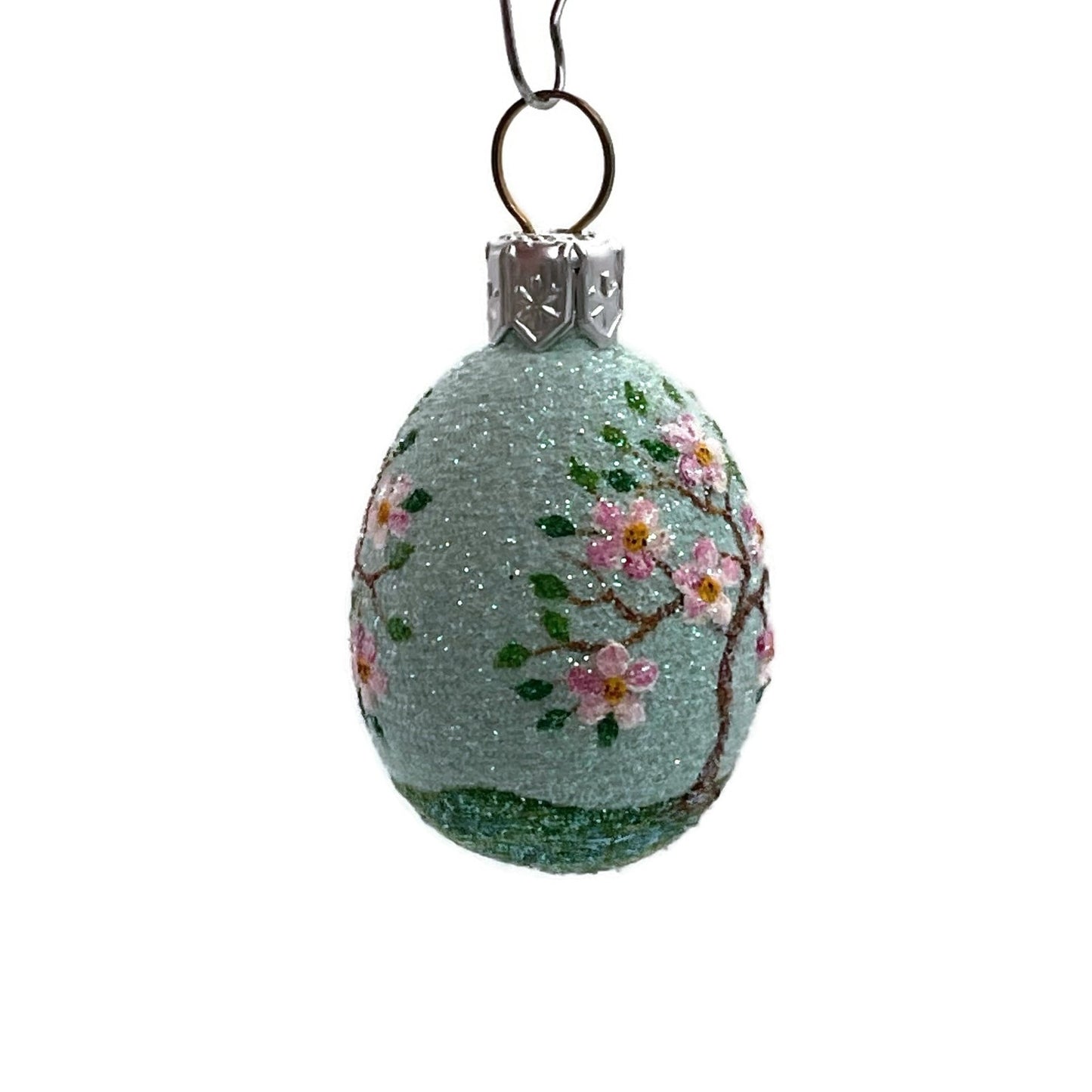 Patricia Breen Miniature Egg Surprise Cherry Blossom Tree Blue Easter Ornament