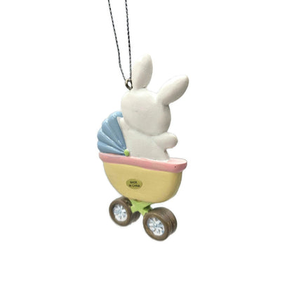 Midwest CBK Baby's First Christmas Bunny Carriage Resin Holiday Tree Ornament