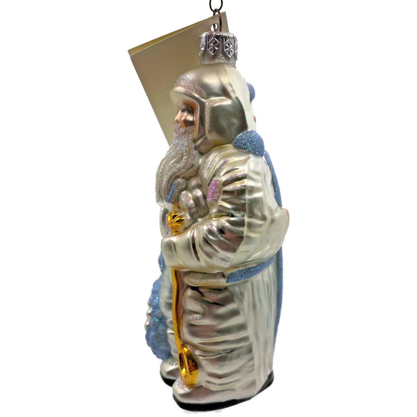 Patricia Breen Millennium Santa Claus Pearl Blue Two Sided Christmas Ornament