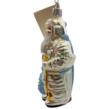 Patricia Breen Millennium Santa Claus Pearl Blue Two Sided Christmas Ornament