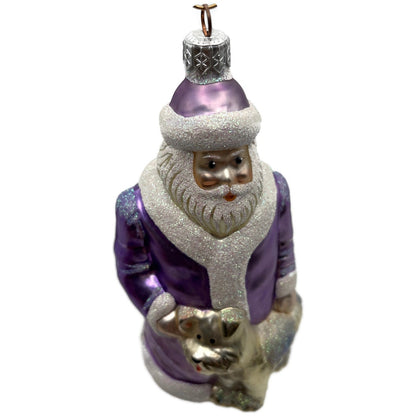 Patricia Breen Just What I Wanted Lavender Santa Dog Christmas Tree Ornament