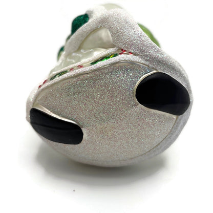 Patricia Breen Santa For Anthony Pearl White Green Holly Christmas Tree Ornament