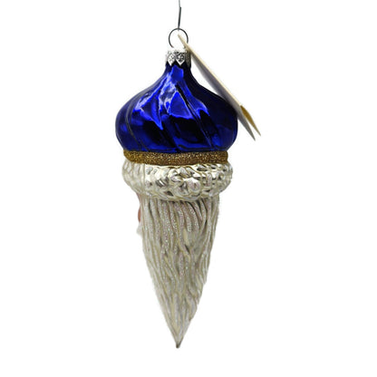 Patricia Breen Minsk Santa Claus Blue Shiny Gold Band Christmas Ornament 9635
