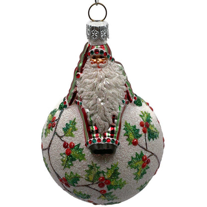 Patricia Breen Steadfast Santa Holly Red Striped Christmas Holiday Tree Ornament