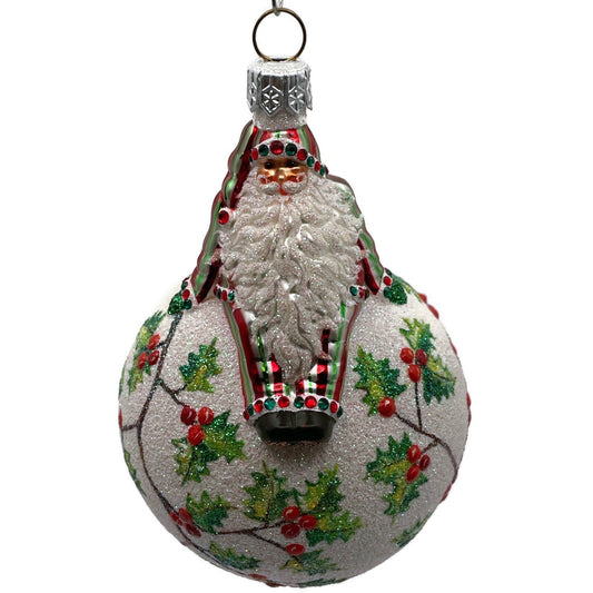 Patricia Breen Steadfast Santa Holly Red Striped Christmas Holiday Tree Ornament
