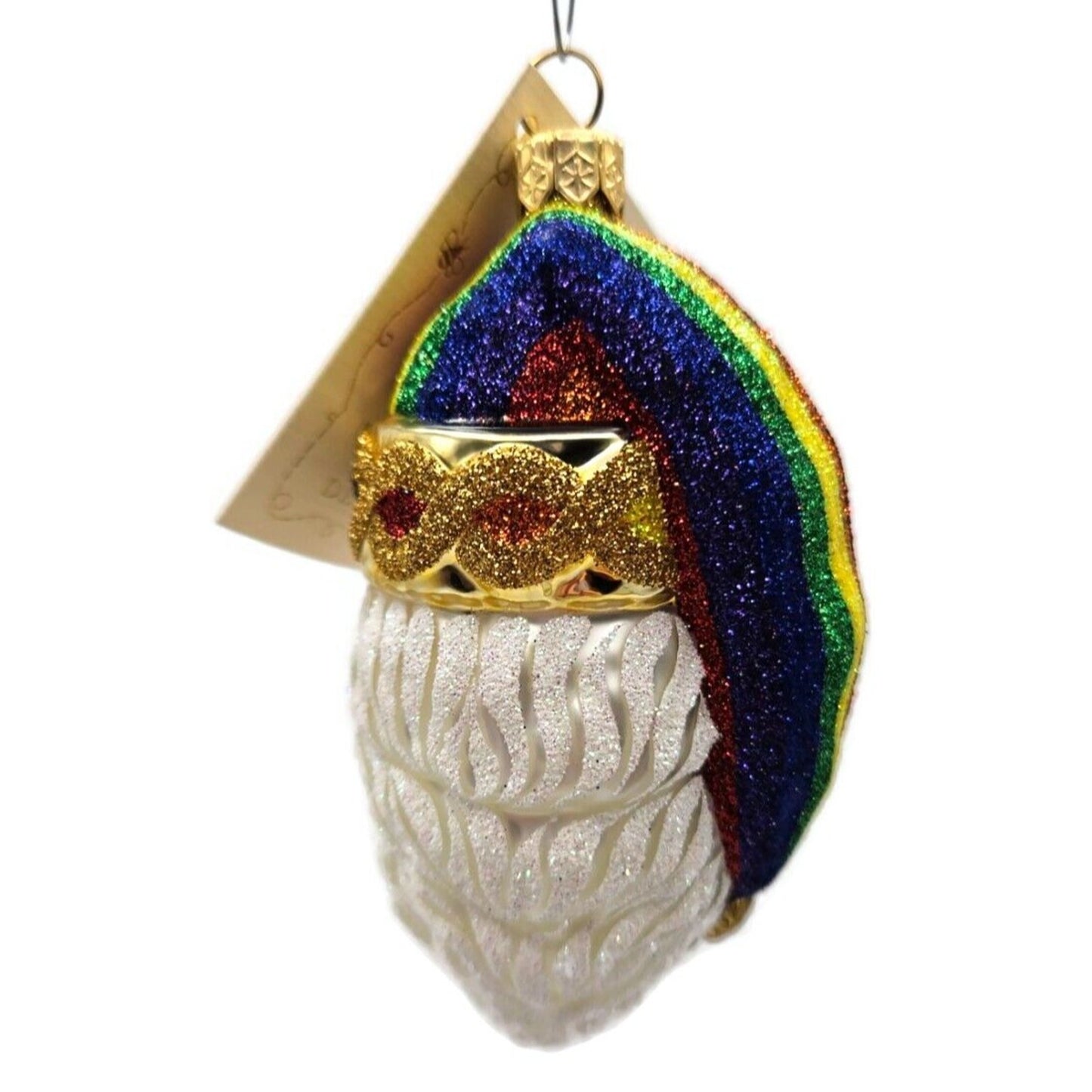 Patricia Breen Sparkle Plenty Rainbow Santa Claus Head Christmas Tree Ornament