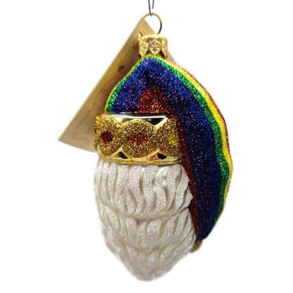 Patricia Breen Sparkle Plenty Rainbow Santa Claus Head Christmas Tree Ornament