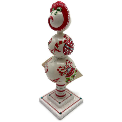 Patricia Breen Miniature Chameleon Finial Red White Jeweled Christmas Decoration