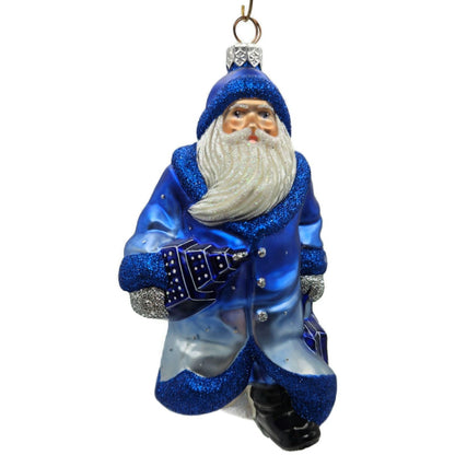 Patricia Breen City Santa Dawn Blue Silver Snowflakes Stars Christmas Ornament