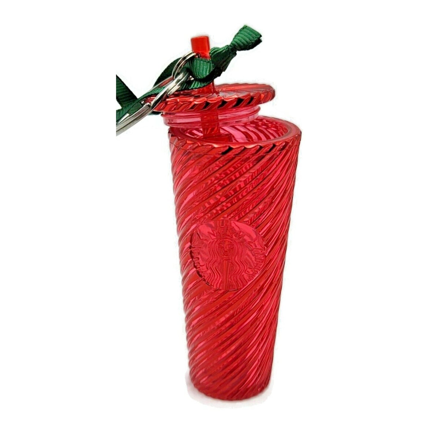Starbucks Key Chain Cold Cup Tumbler Christmas Ornament Red Swirls 2024 NEW
